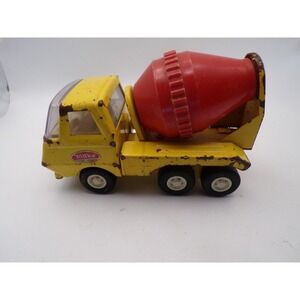Vintage Tonka Cement Mixer Truck Pressed Steel Yellow Red Toy Vehicle 1:32
